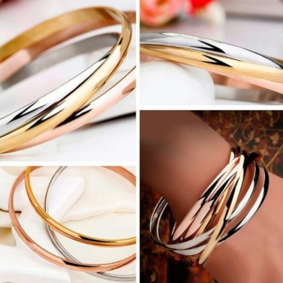 2 for $30 Beautiful 3 Tone Bangle Bracelet - Picture 2 of 3